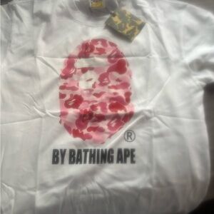 BAPE White Tee with Camo Tag